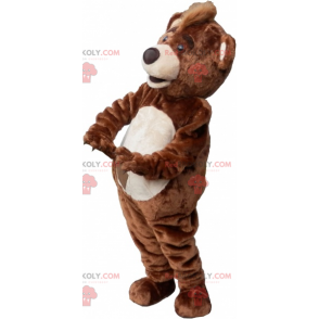 Stor brun och beige björnmaskot plysch - Redbrokoly.com