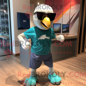 Teal Bald Eagle mascot...