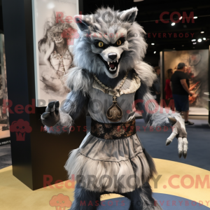 Grå varulv maskot kostume...