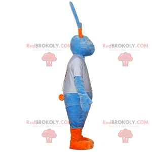 Big blue and orange rabbit mascot with big ears - Redbrokoly.com