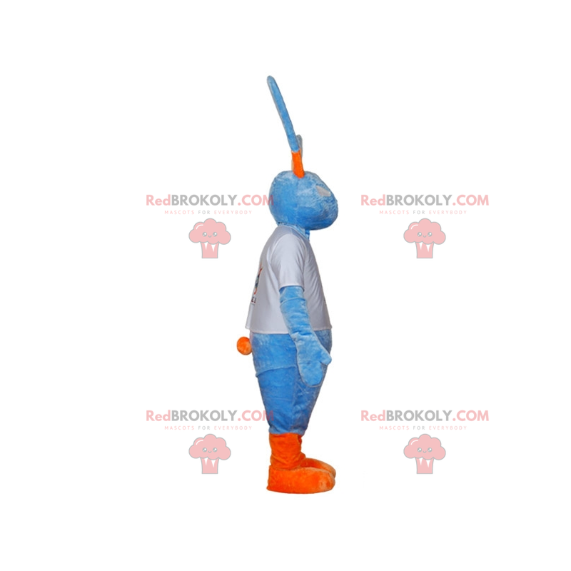 Big blue and orange rabbit mascot with big ears - Redbrokoly.com