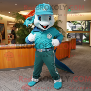 Teal Dolphin Maskottchen...