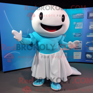 Cyan Beluga Whale maskot...