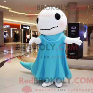 Cyan Beluga Whale maskot...
