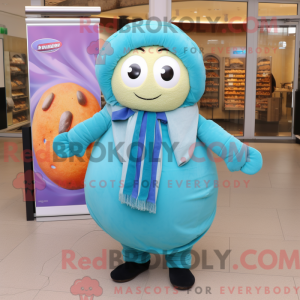 Cyan Bagels maskot kostume...