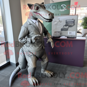 Grå Parasaurolophus maskot...