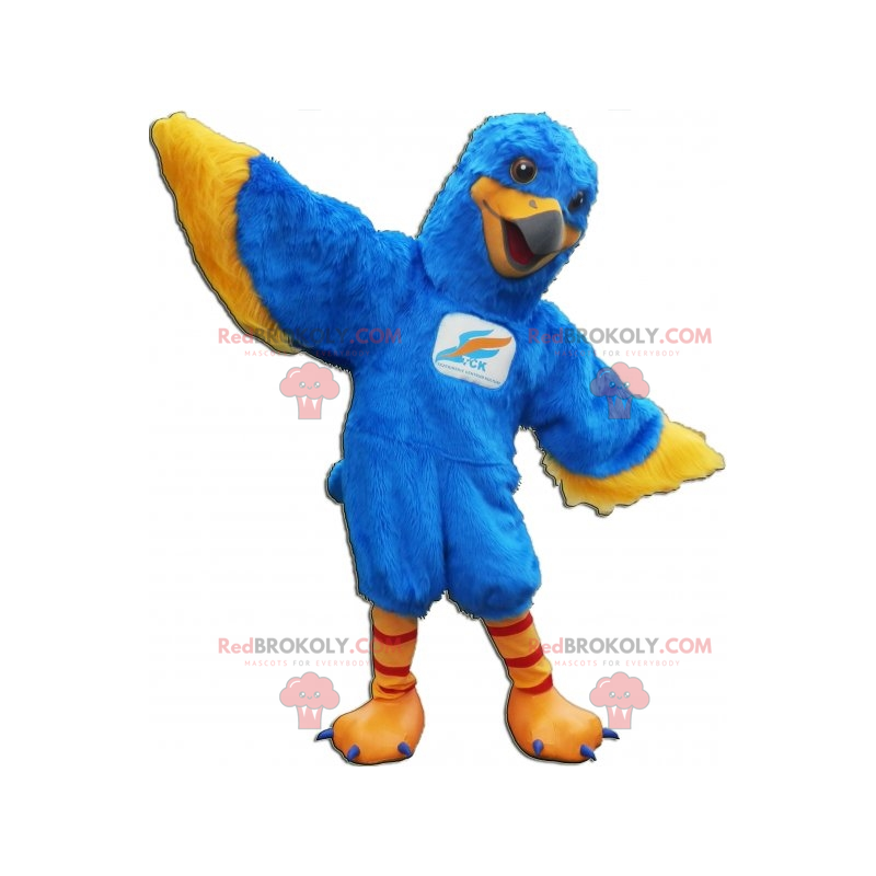 Blå och gul fågelmaskot. Eagle maskot - Redbrokoly.com