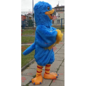 Mascotte d'oiseau bleu et jaune. Mascotte d'aigle -