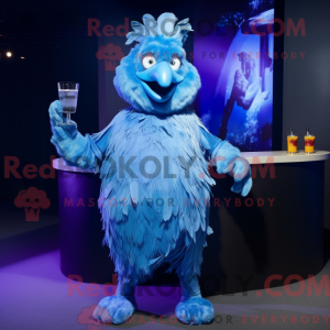 Blå kycklingmaskot drakt...
