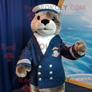 Navy Otter-maskotdraktfigur...