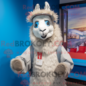 Sølv lama maskot kostume...