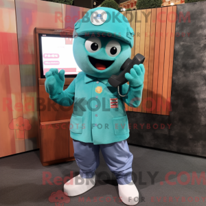 Teal Phone mascot costume...