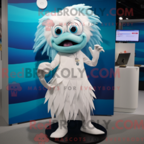 Hvit Betta Fish máscara de dragão com culotes e chapéus - Mascotes de peixe beta - REBROKO_282033 - RedBrokoly.com
