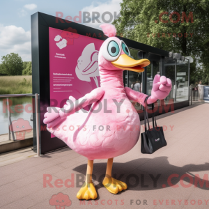 Rosa svanemaskotdraktfigur...