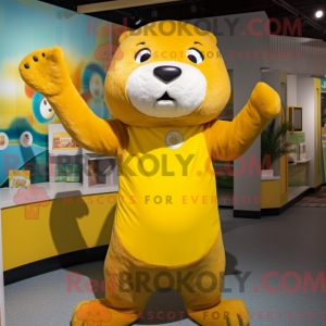 Yellow Otter mascot costume...