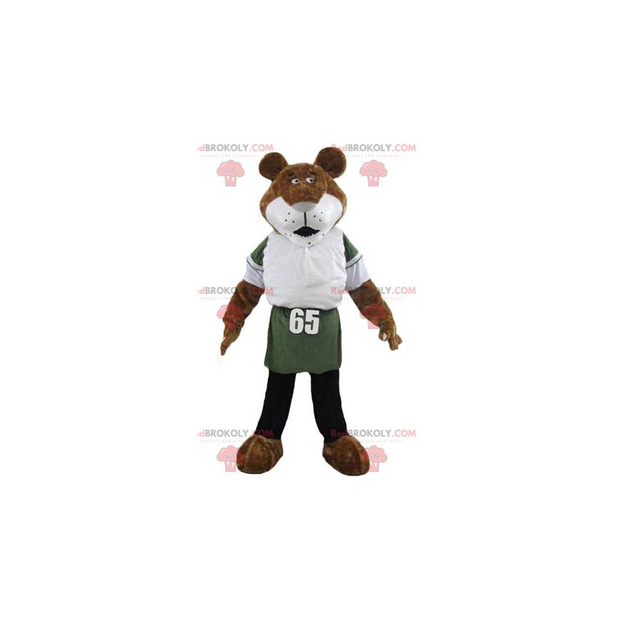 Hnědý a bílý tygr maskot kočičí ve sportovním oblečení - Hnědý a bílý tygr maskot kočičí ve sportovním oblečení -