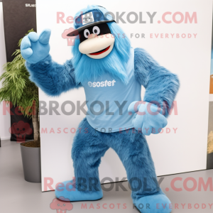 Sky Blue Sasquatch mascot...