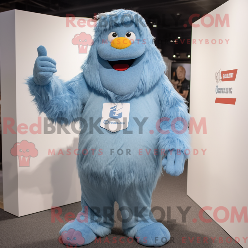 Fantasia de mascote de Sasquatch azul-celeste com calças e bonés - Mascotes Sasquatch - REBROKO_282146 - RedBrokoly.com