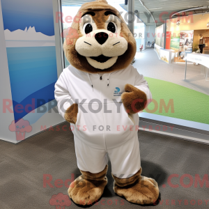 Cream Marmot mascot costume...