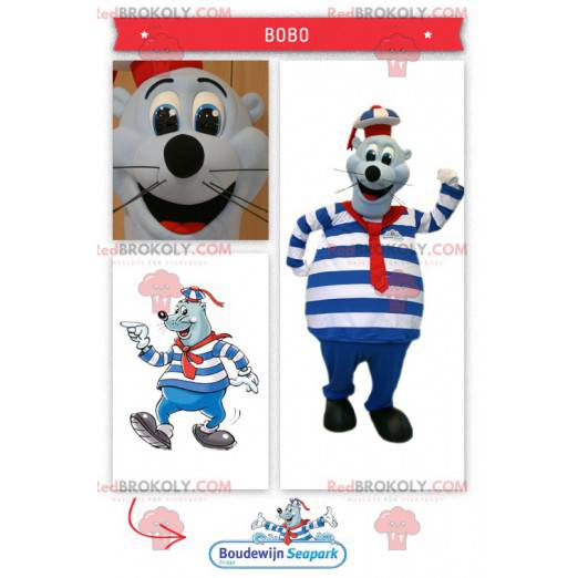 Mascotte d'otarie de phoque en tenue de marin - Redbrokoly.com