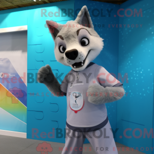 Silver Dingo mascot costume...