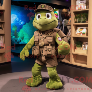 Olive Turtle maskot kostume...