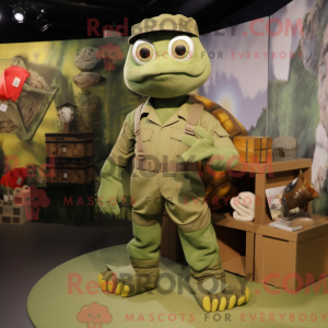 Olive Turtle maskot kostume...