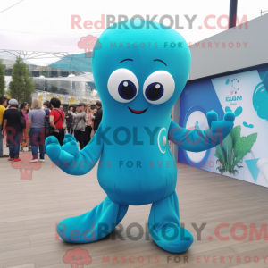 Cyan Octopus Maskottchen...