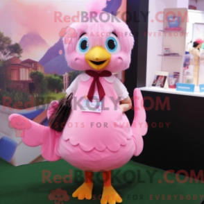 Fantasia de mascote de codorna rosa com blusa e presilhas de cabelo - Mascotes de codorna - REBROKO_282276 - RedBrokoly.com
