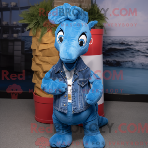 Blå Seahorse maskot...