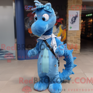 Blå Seahorse maskot...
