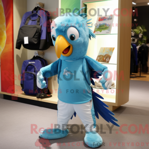 Cyan papegøye maskot...