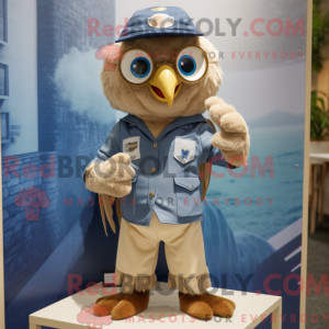 Beige Hawk-mascottekostuum...