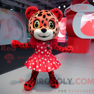 Rød leopard maskot kostume...