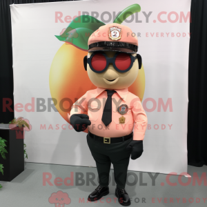 Fantasia de mascote Peach Commando com terno e óculos - Mascotes do Para Commando - REBROKO_282523 - RedBrokoly.com