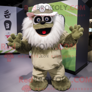Olive Yeti maskotdraktfigur...