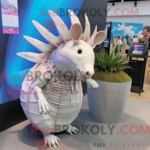 Hvid Armadillo maskot...