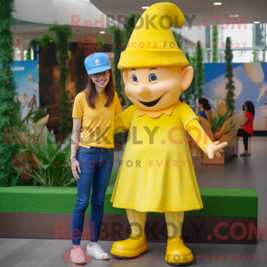 Yellow Elf maskot kostume...