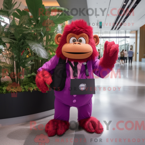 Magenta orangutang maskot...