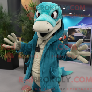 Teal Deinonychus mascot...