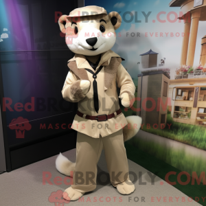 Beige Ferret mascot costume...
