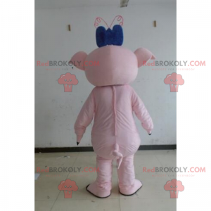 Farm animal mascot - Pig with blue bow - Redbrokoly.com