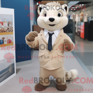 Beige ildermaskotdraktfigur...