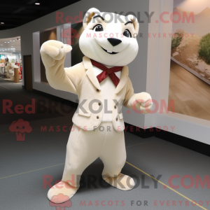 Beige Ferret maskot kostume...
