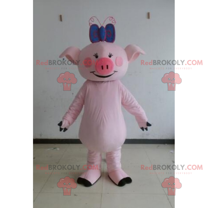 Farm animal mascot - Pig with blue bow - Redbrokoly.com Farm animal mascot - Pig with blue bow - Redbrokoly.com