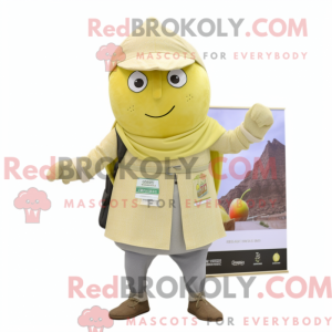 Beige citron maskot kostume...