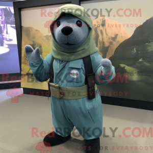 Teal Navy Seal maskot...