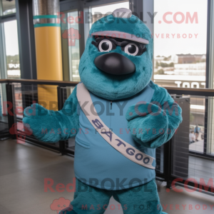 Teal Navy Seal maskot...