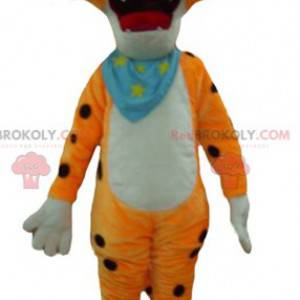 Mascotte tigre bianca e nera arancione divertente e colorata -