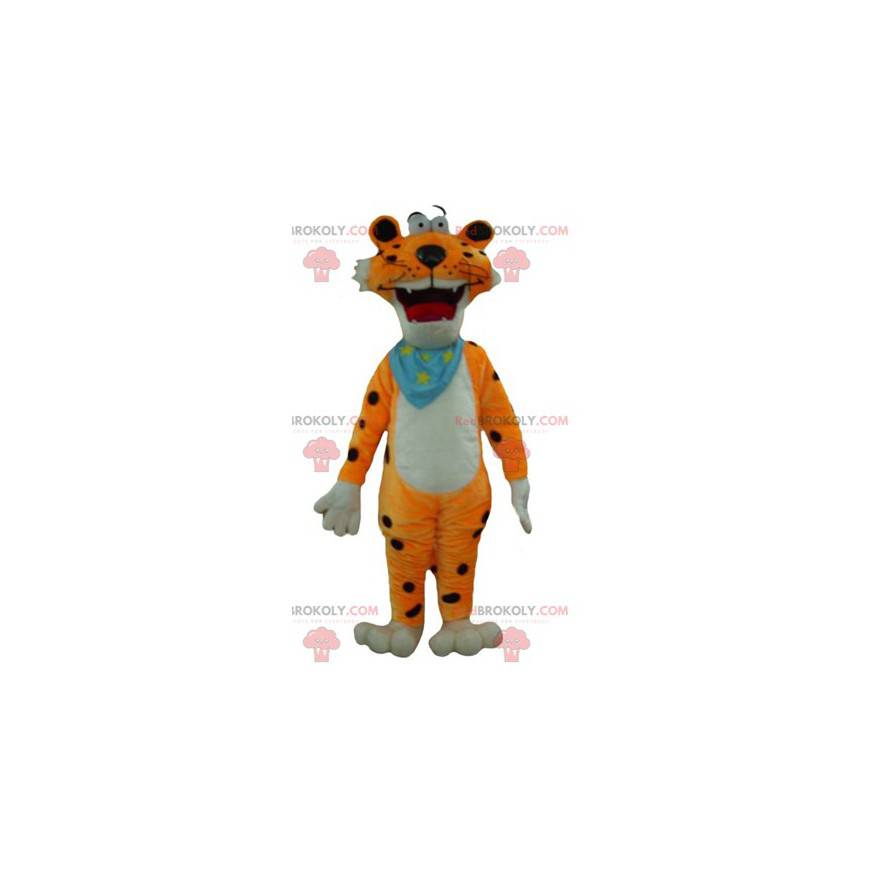 Funny and colorful orange white and black tiger mascot -